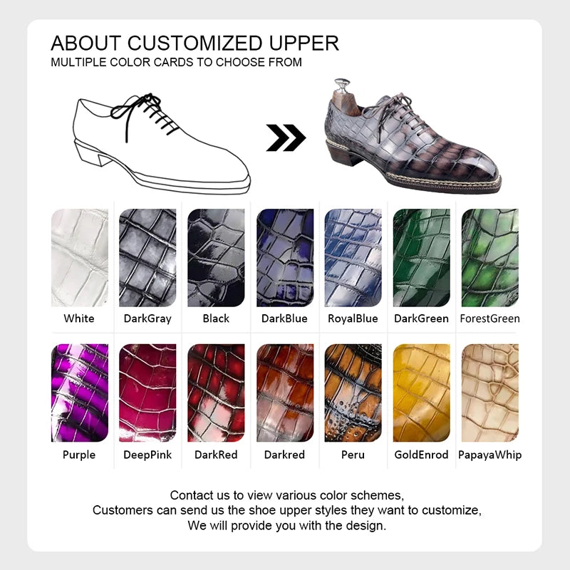 Men's Luxury Handmade Customized Lace-Up Formal Shoes Men Genuine Crocodile Leather Men Dress Shoes Office & Career Men Shoes