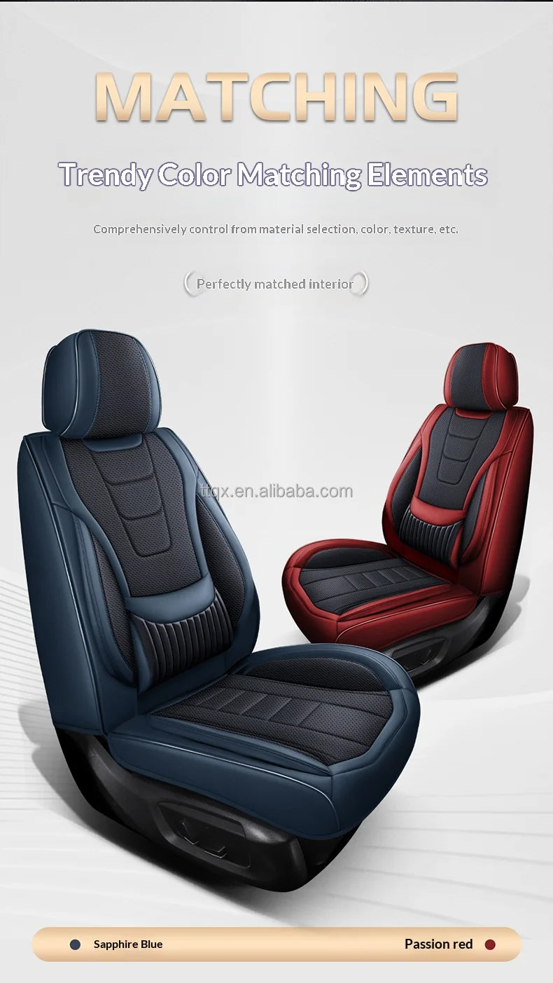 Wear Resistant Nappa Leather Car Seat Covers with Fixed Lumbar Support for Nissan Altima Sylphy X-Trail Qashqai  All Weather
