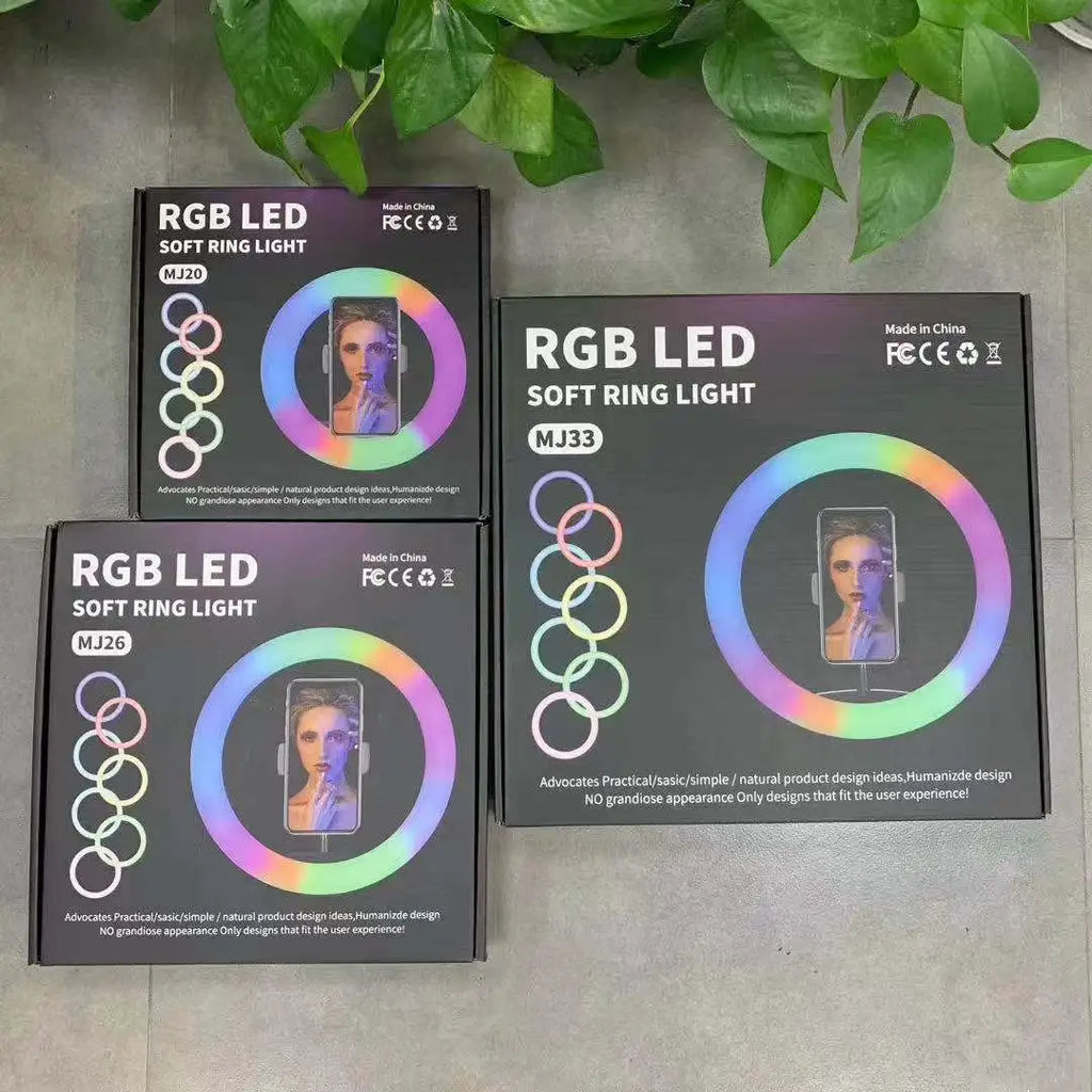 3000K-6000K 13 Inch RGB Ring Light Photography Lighting 15 Colors 33cm Color Fill Light with Mobile Phone Clip Tidesmit
