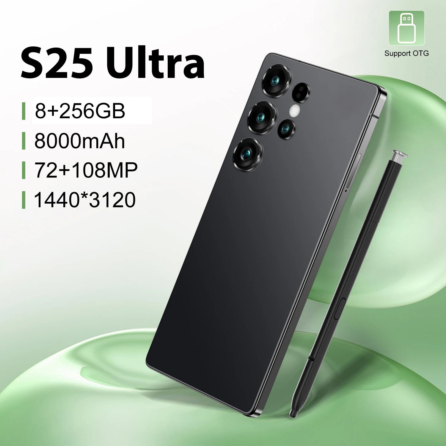 2025 New Design S25 Ultra 8GB+256GB 5G Smart Phone 7.3-Inch 48MP+108MP 10 Android 14 Smartphone Tidesmit