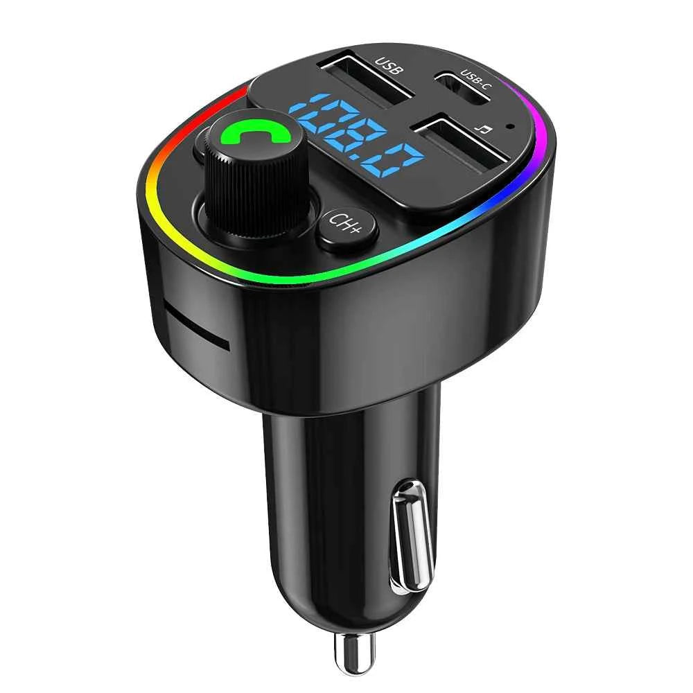 PD25W QC Dual USB c 3.1A Wireless Handsfree Audio Car Mp3 Player Car Kit Fast Charger Fm Transmitter Modulator for Car Knob version None My Store