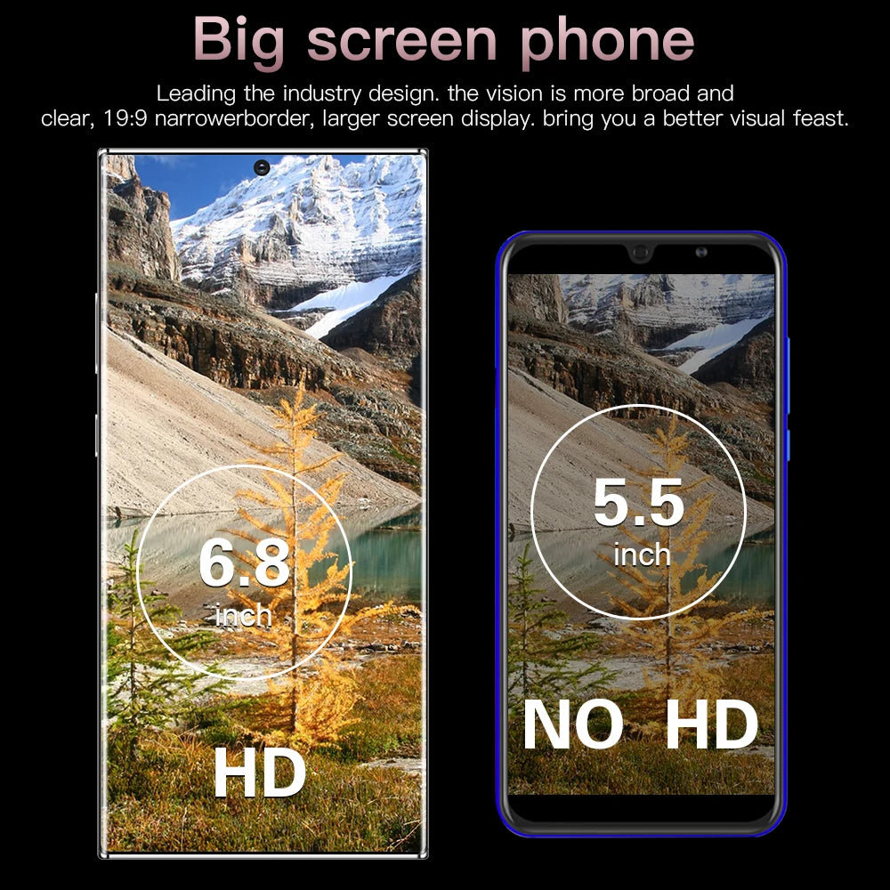 Note30 Ultra Original 5G Smart Phone 48MP+108MP HD Beauty Camera 16GB+1TB Memory 7.3inch Android13 Decacore CPU Tidesmit
