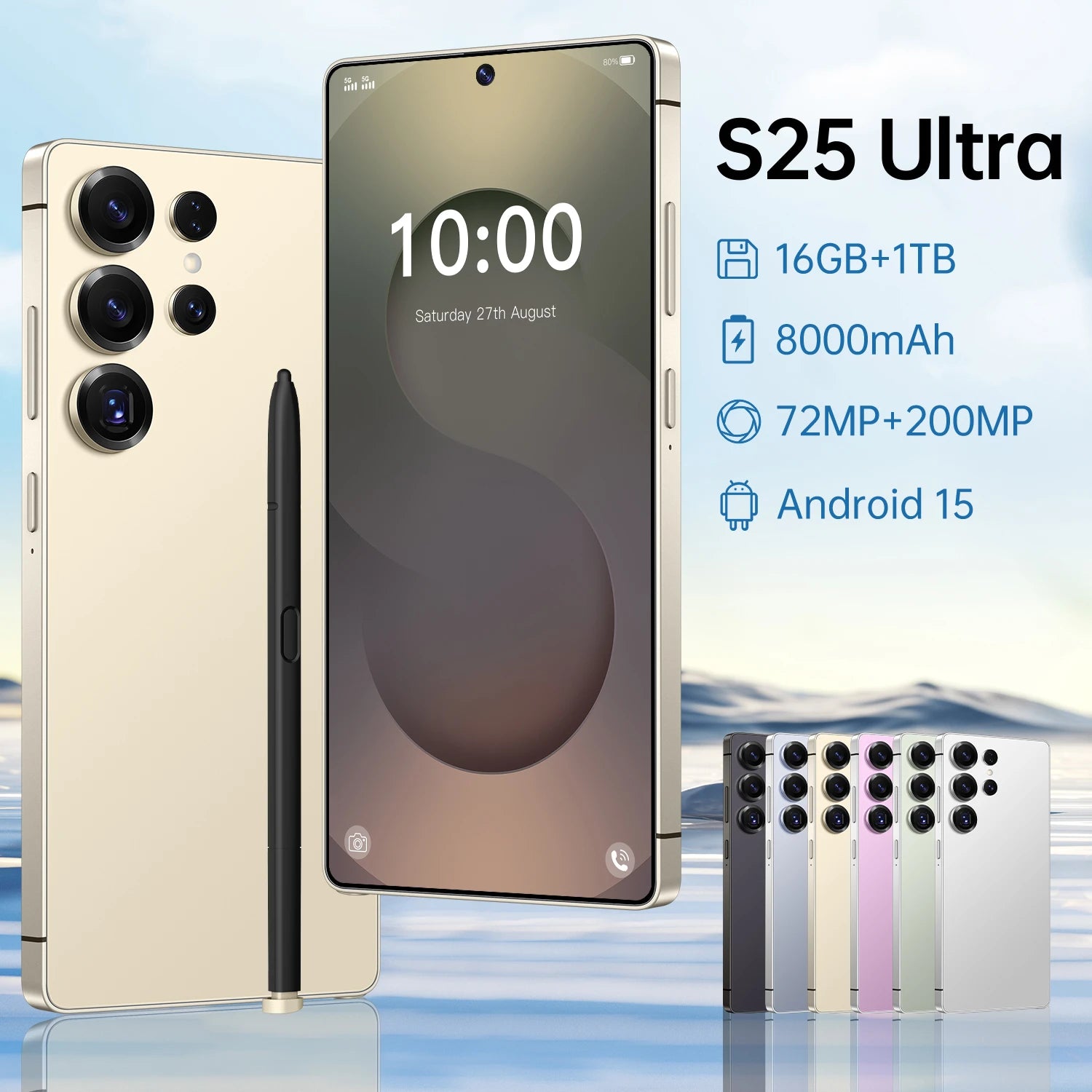 S25 Ultra 5G Smartphone 16GB RAM 1TB ROM - Reliable High-Capacity Performance Gold 16g 1TB Tidesmit
