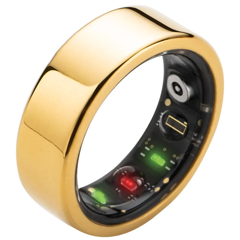 Heart Rate Monitor Smart Ring with Sleep and Fitness Tracking IOS and Android APP Control Gold Tidesmit