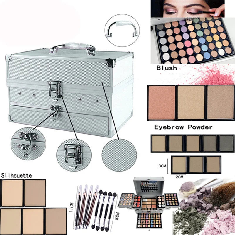 Wholesale Professional 132 Color Eyeshadow Makeup Gift Set Lipstick Contour Brushes & Foundation Glitter All in One Makeup Kits ALIBABA Tidesmit