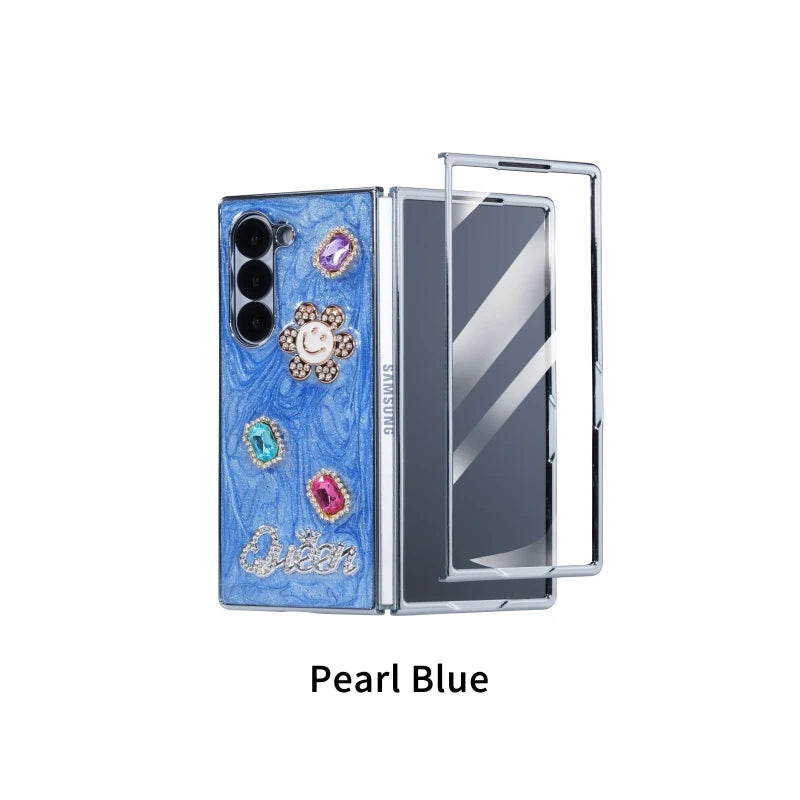 Dispensing Sunflower Glass Screen Protector Phone Case for Samsung Galaxy Z Fold 7/6/5/4 Blue OPP Bag Tidesmit