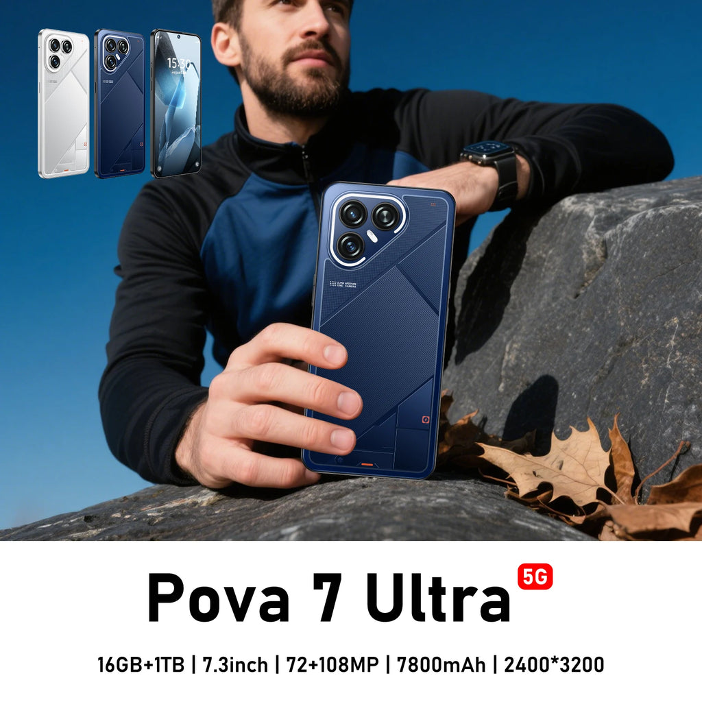 Pova7 Ultra 5G Smartphone, 16GB RAM, 1TB Storage - Black Tidesmit