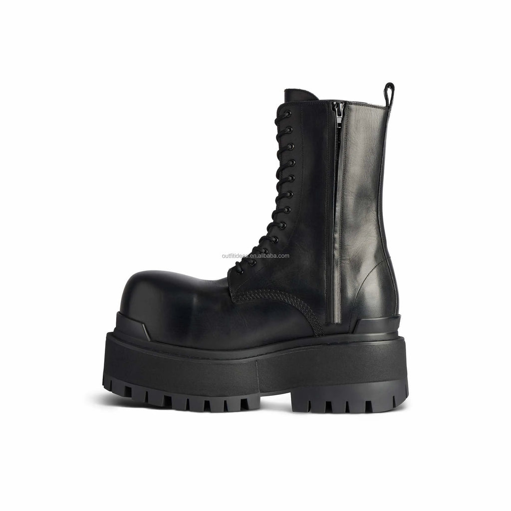 Exaggerated Sole 80mm Platform Height Extra Round Toe Worn-out Winter Luxury Leather Unisex Women Men Snow Boots Men Giant Boot