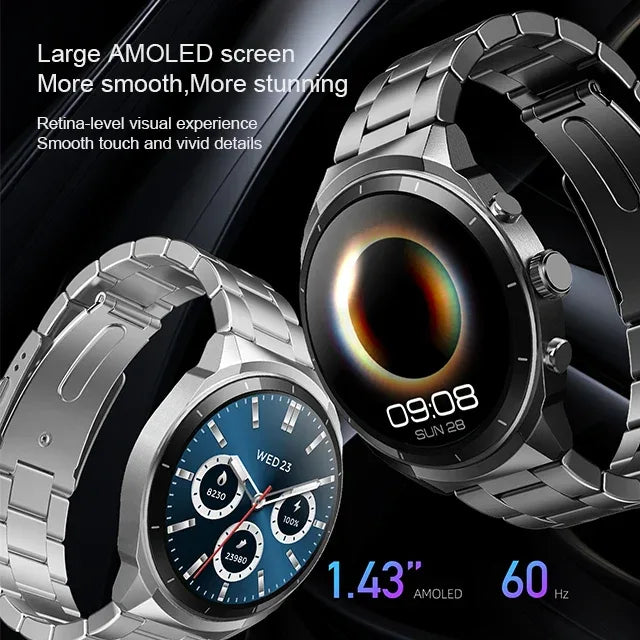 New High-end Fashion Smart Watch Wholesaler 1.43" AMOLED 1Gb Flash Al Voice IP68 Waterproof BT Call Blood Oxygen Fitness Tracker - Tidesmit