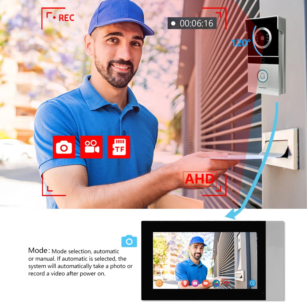 Tuya Smart App Remote Control ID Card Unlock Recording Smart Wifi Video Door Phone Doorbell Intercom System for Villa Tidesmit