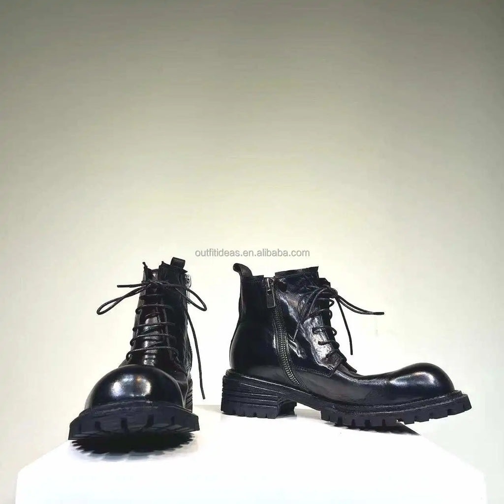 Exaggerated Toe Top Quality High-top Lace-up Men Martin Boots Leather Dress Shoes Oxfords Derby Shoe for Men Dress Shoes Oxfords