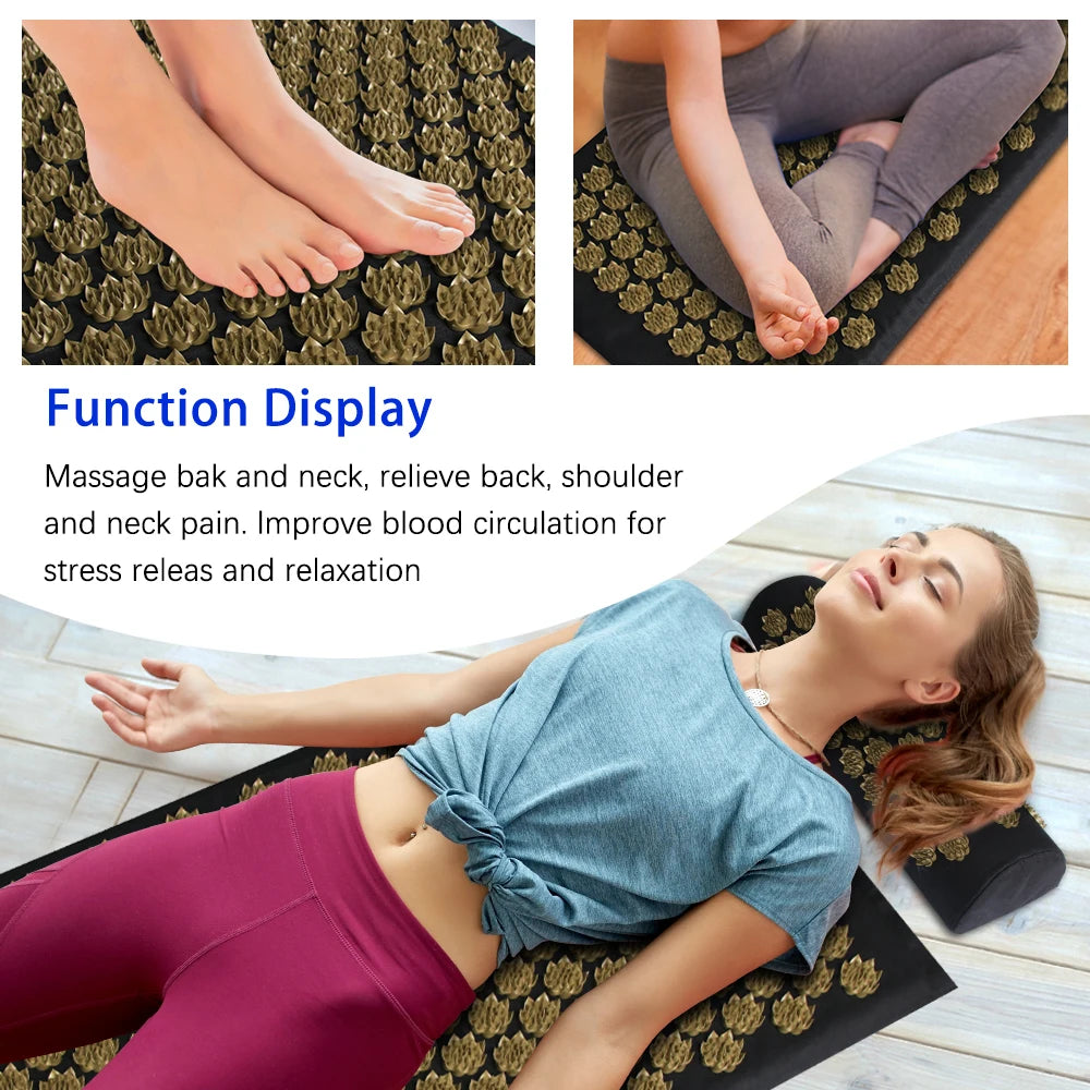 Acupressure Massage Mat for Back Relief – Lotus Spike Cushion Set Back Massage Instrument Tidesmit