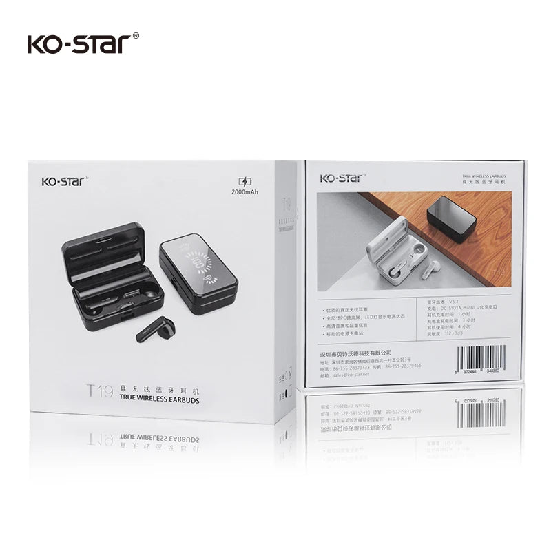 Earbuds bluetooth Wireless Long Battery Sports Earbuds Waterproof Heavy Bass Led Digital Display Gaming Earphones Tidesmit