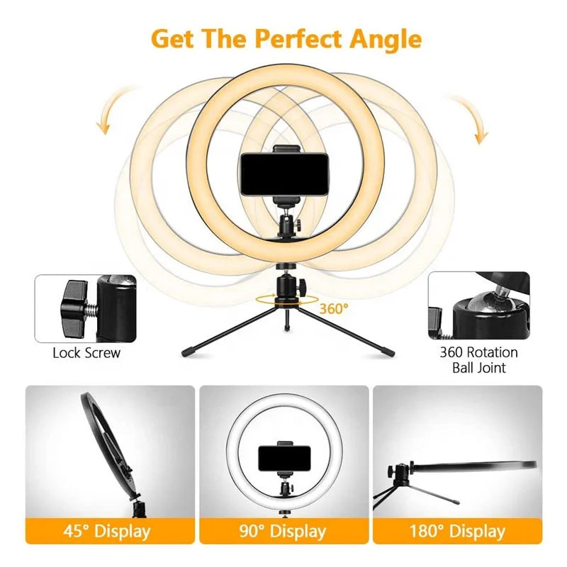 Ring Lights Lamp With Tripod Phone Holder for Photography Tidesmit