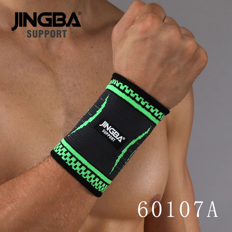 JINGBA Customized Elastic Nylon Knitting Wrist Support Wholesale Colorful Sports Wristband Brace Fitness Safety Product Green XL Tidesmit