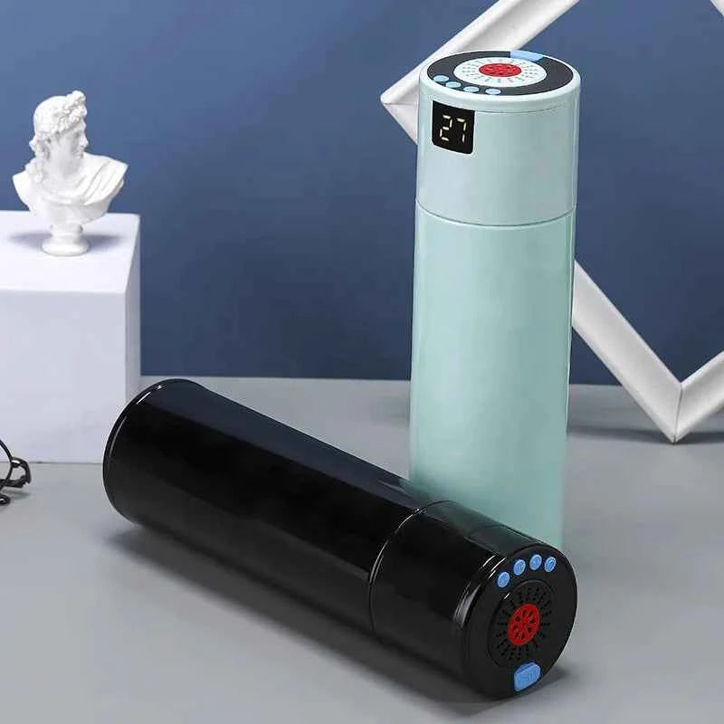 Customized 3 in 1 Steel Rechargible Smart Temperature FM Radio TF Bluetooth Speaker Tumbler Water Bottle with Reminder to Drink My Store