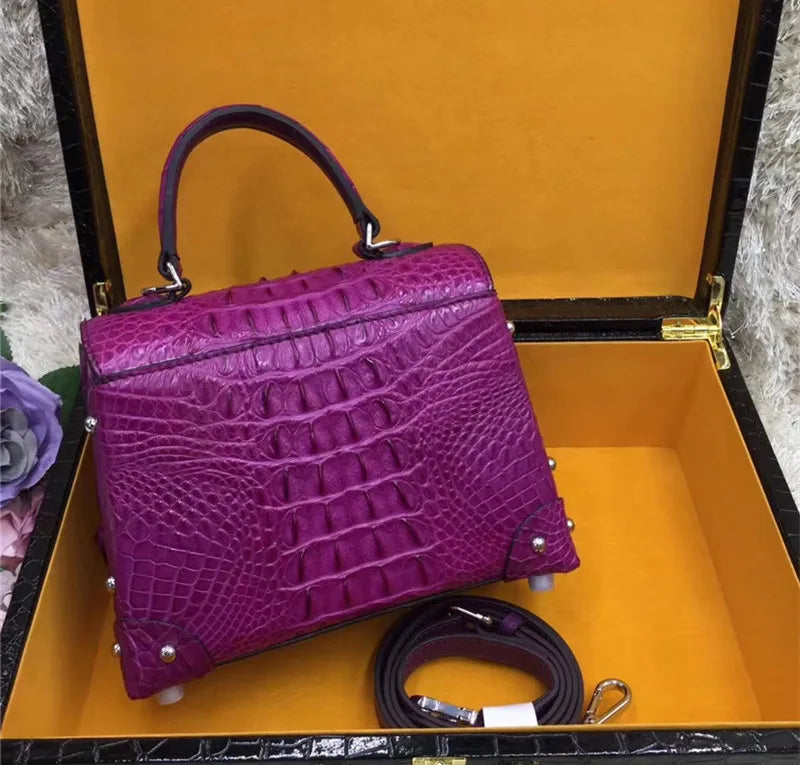 Authentic Exotic Crocodile Skin Women's Small White Purse Genuine Real Alligator Leather Lady Handbag Female Cross Shoulder Bag