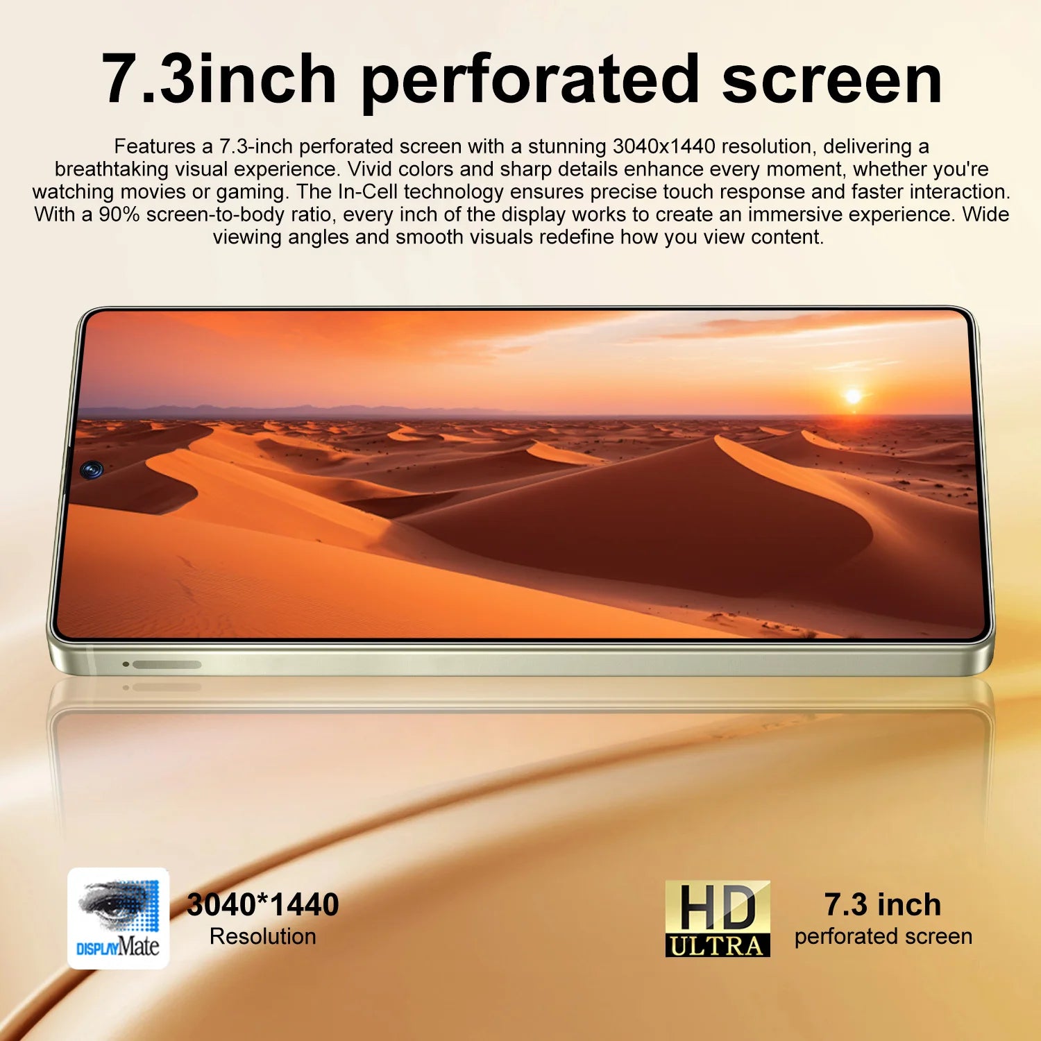 Tidesmit S26 Ultra 5G smartphone with 7.3-inch HD display, 16GB RAM, 1TB storage, and 108MP pro beauty camera.