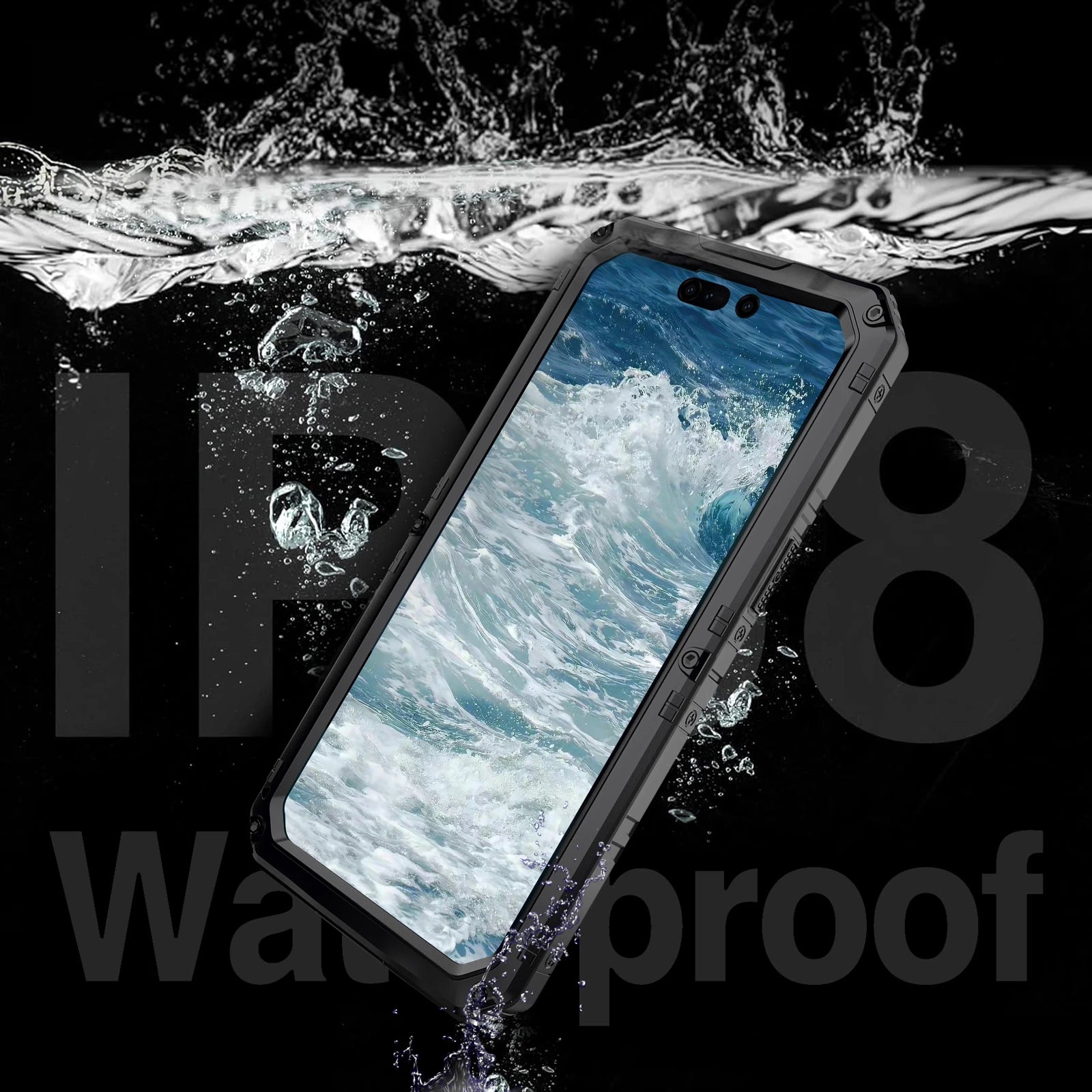 Heavy Duty Kickstand IP68 Screen Protector Covers Waterproof Metal Case for iPhone 16e 16 15 14 13 12 11 Pro Max XS XR Pro 7 8 + Tidesmit
