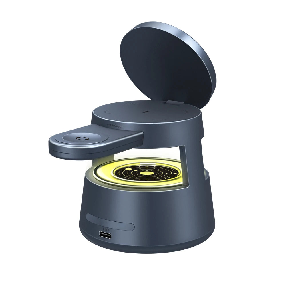 Wireless Charger Multifunctional 3 in 1 Wireless Charger Station with Night Light for Mobile Phones Headphones Watches Tidesmit