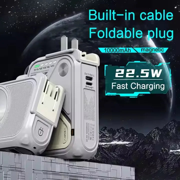 Power bank charger-4 in 1 Wireless Magnetic Power Bank With Plug Cable USB C Fast Charger Portable 20000mAh External Spare Battery Tidesmit