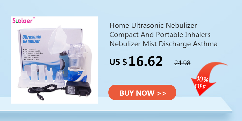 Compact portable home ultrasonic nebulizer kit with white inhaler, face mask, and AC power adapter for asthma relief.