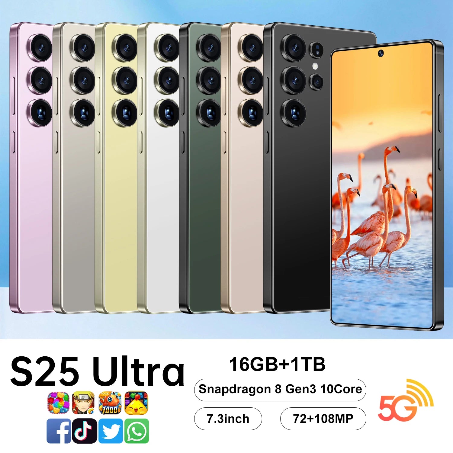 Android 16 5G Smartphone - 7.3 Inch AMOLED Display 16GB RAM 1TB Storage Tidesmit