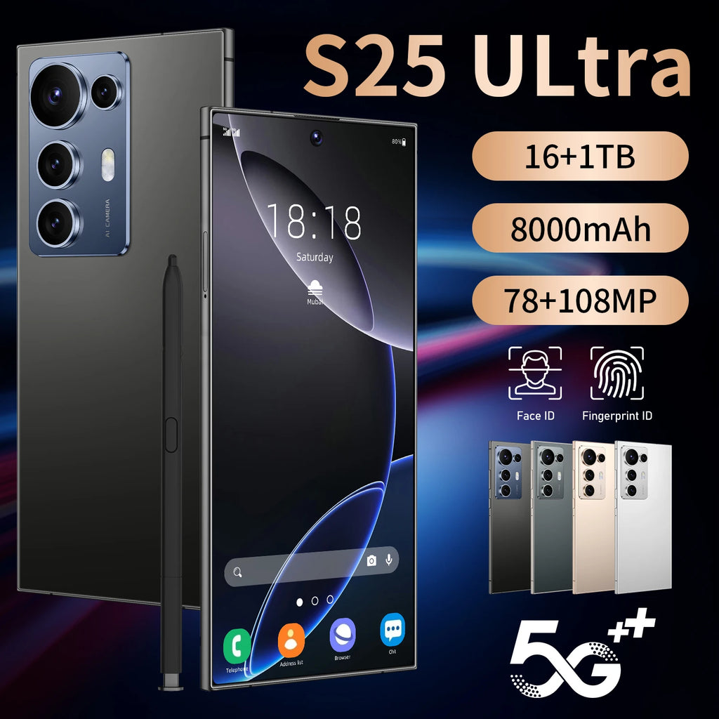 Original S25 Ultra 5G Smart Phone 7.3 Inch 16GB+1TB Dual Card Android14 Unlocked 72+108MP HD Camera Gaming Phone in Spanish Tidesmit