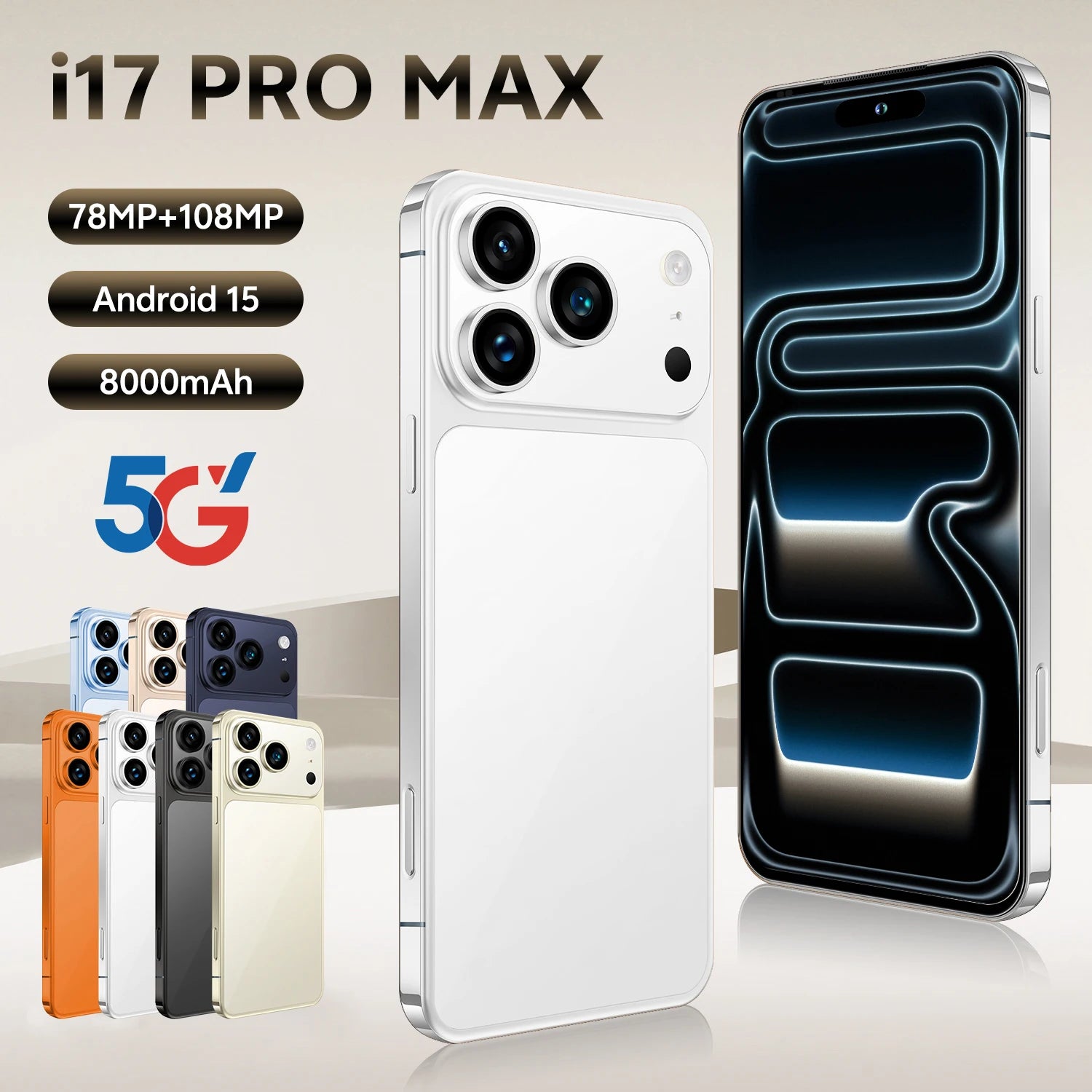 Android 15 Smartphone 16GB 1TB, 108MP Camera, 7.3 Inch AMOLED Display White 16g 1TB Tidesmit