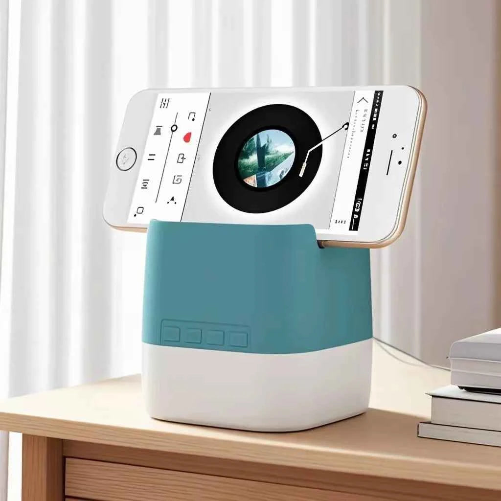 Dual-Purpose Portable Wireless BT Speakers Rechargeable Battery White Noise Sound Machine with Phone Stand Mobile Holder White Lake Blue My Store