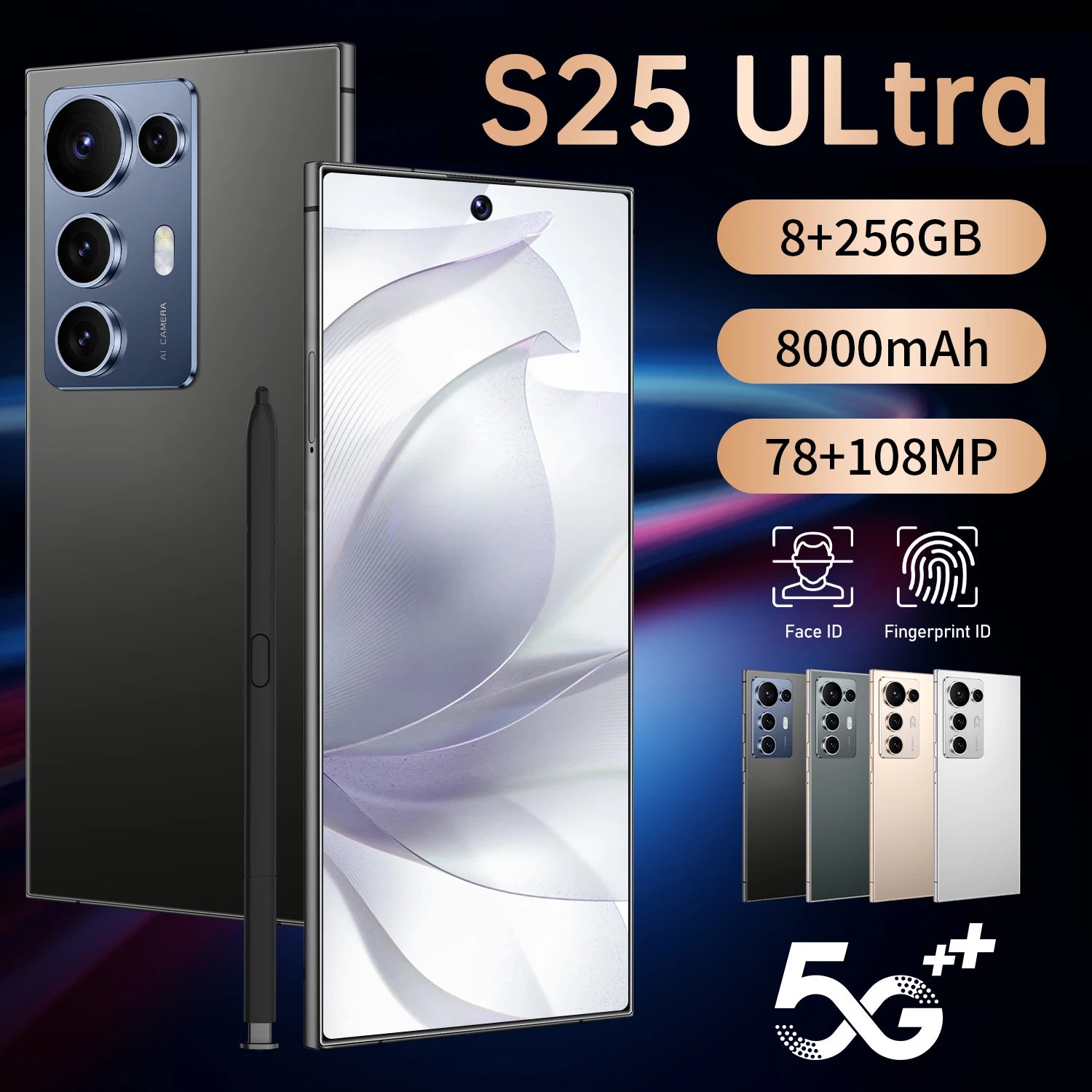 8+256GB Smartphone Android Cell Phone Mobile Phones Original Cellphone 7.3 Inch 4G 5G GSM WiFi Touch Screen Smart Phone Tidesmit