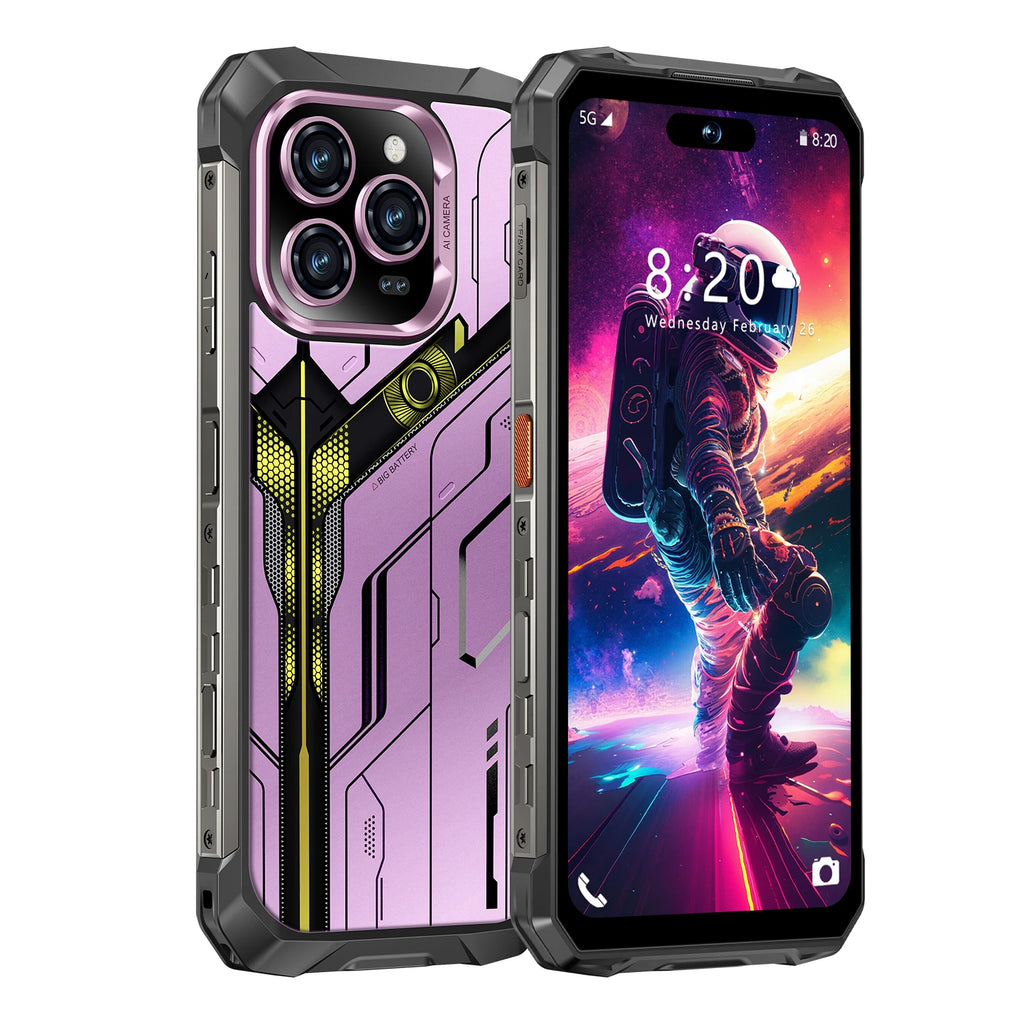 Close-up of Tidesmit 2025 smartphone metallic frame buttons and charging port on 6.9-inch OLED display model