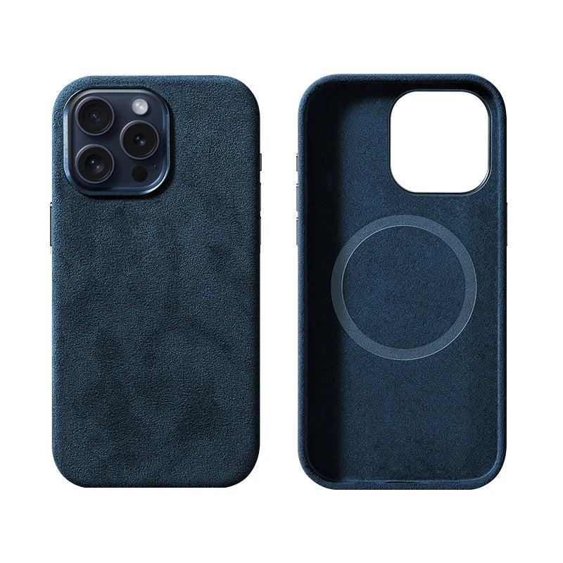 Italian Luxury Alcantara Leather Magnetic Mobile Phone Case Cover iPhone 15 Pro Max Waterproof Simple Design Custom Logo Boxed Tidesmit