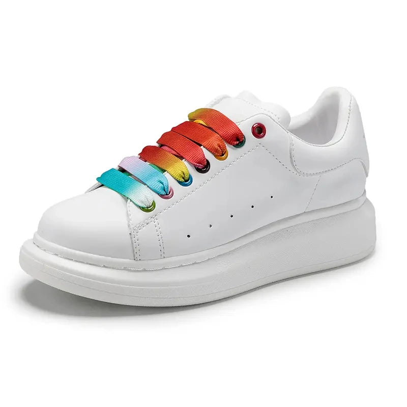 2023 Luxury White Shoes Brand Logo Custom Sneakers Male Female Vulcanize Shoes Thick Bottom Increased Vulcanized Shoes