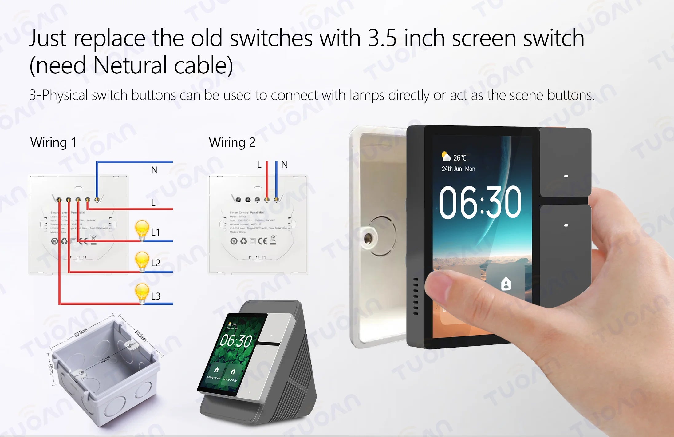 Tuya Smart House Wireless Remote Control Switch System Touch Screen Control Panel Home Automation System with Built in IR Tidesmit