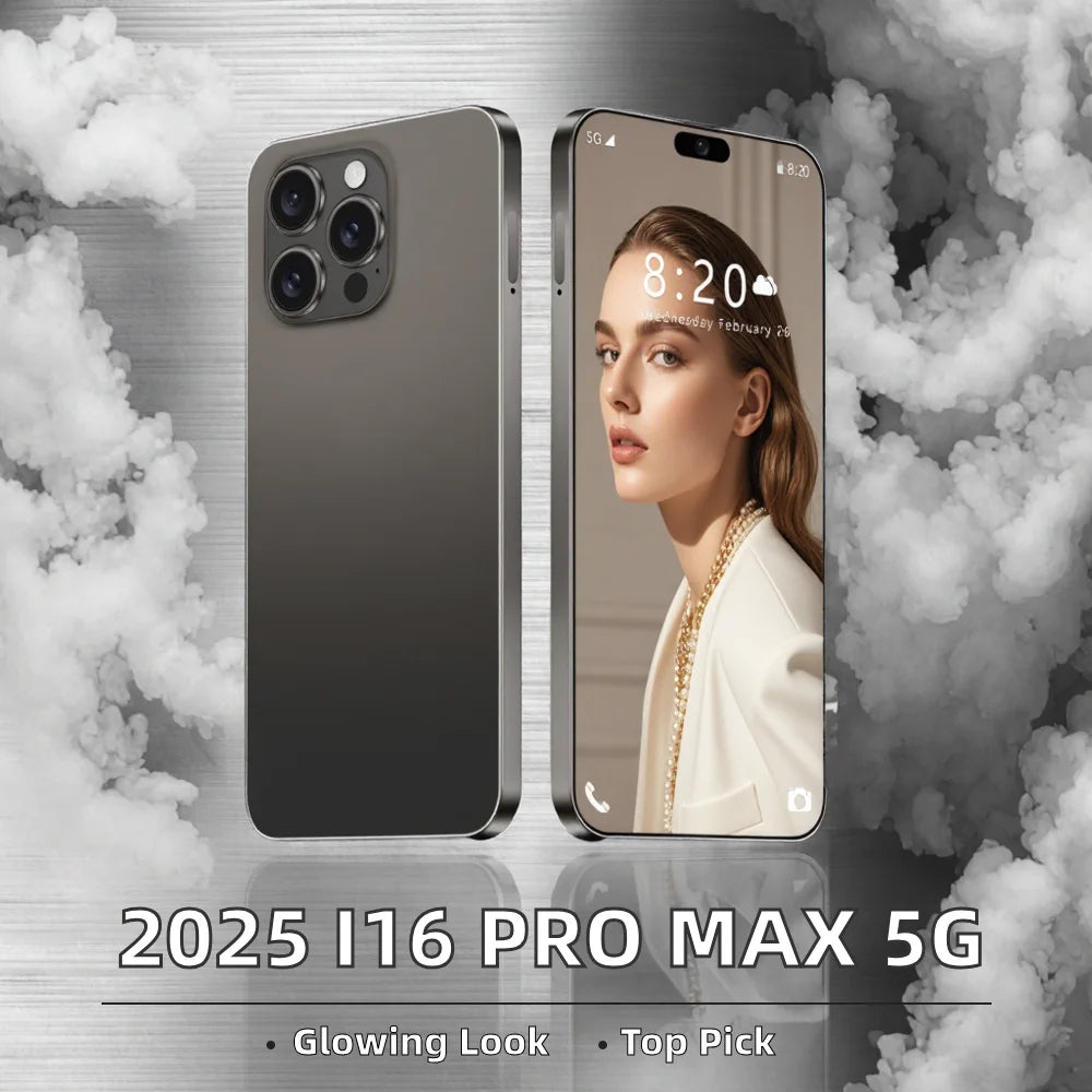 2025 I16 Pro Max Android smartphone with 7.3 inch HD screen 108MP camera and 16GB RAM 1TB storage
