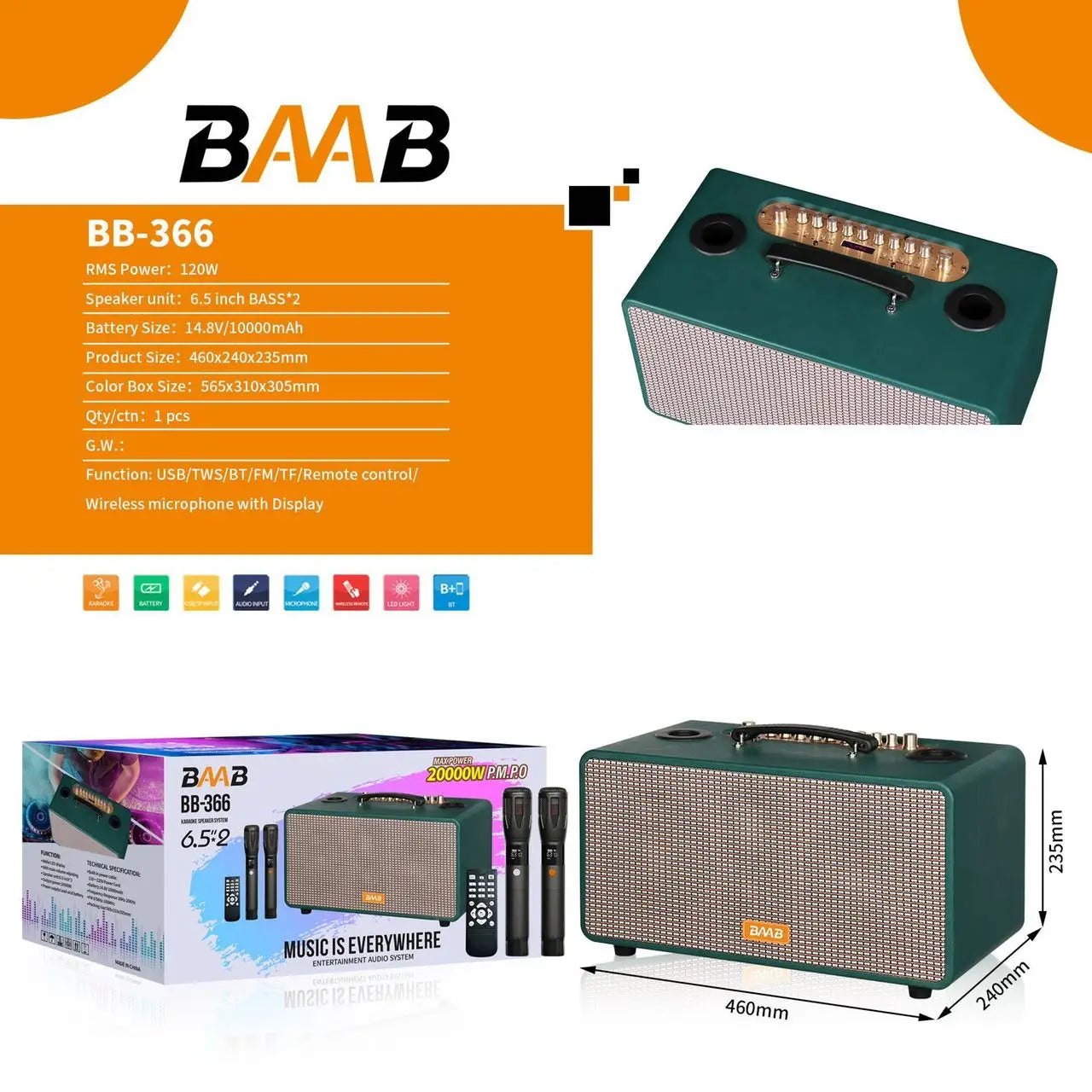 Super Bass Retro Wooden Wireless BT Karaoke Speaker Active HIFI Music Woofer RGB USB Connectivity Battery Computer Mobile Phone My Store