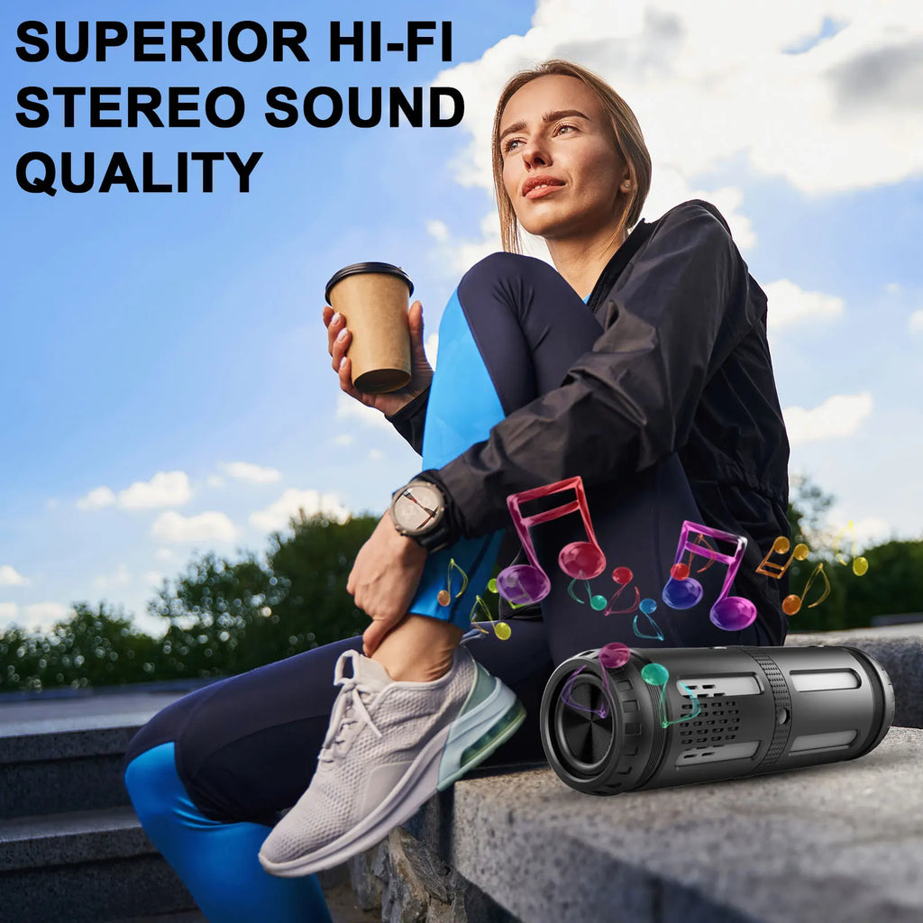 LS IPX5 Portable Blue Tooth Speaker Fm Radio Flashlight Speaker with Flashlight Table Lamp Wireless Speaker LED Light Camping- My Store