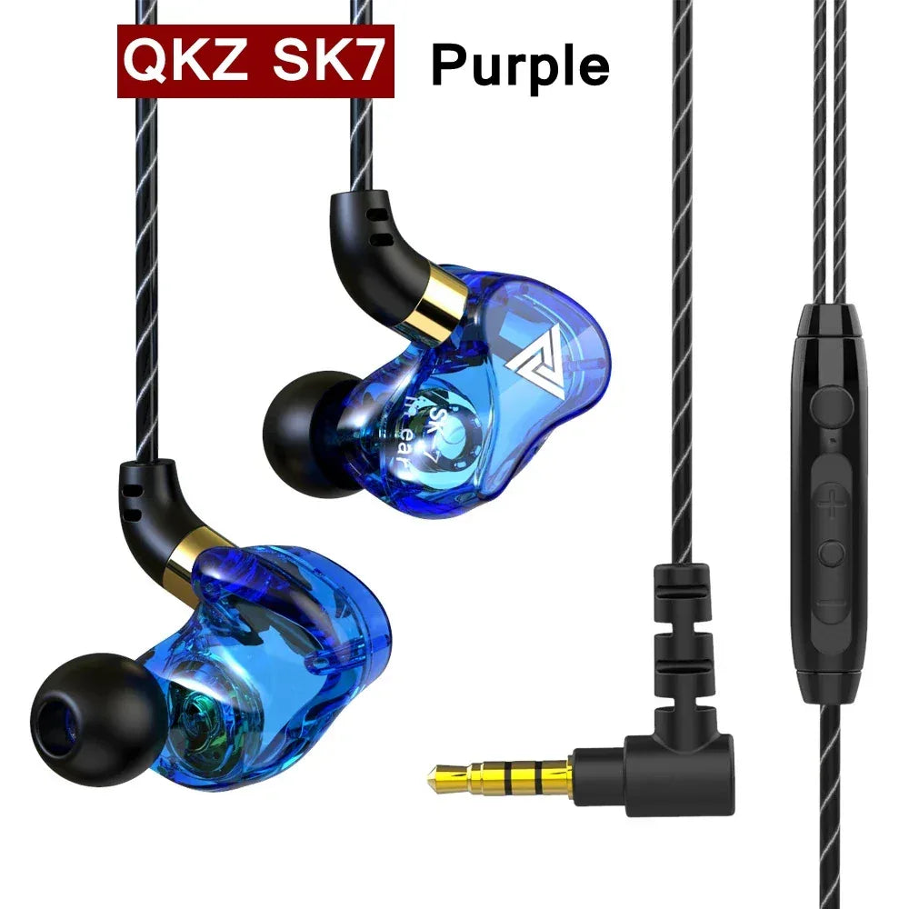 SK7 Wired Earphones With Microphone and Bass Stereo | Tidesmit SK7 Purple Tidesmit