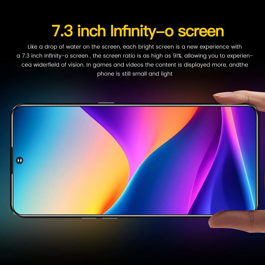 Tidesmit 7.3-inch 5G Android smartphone with dual SIM slots for global connectivity and high-speed mobile performance.