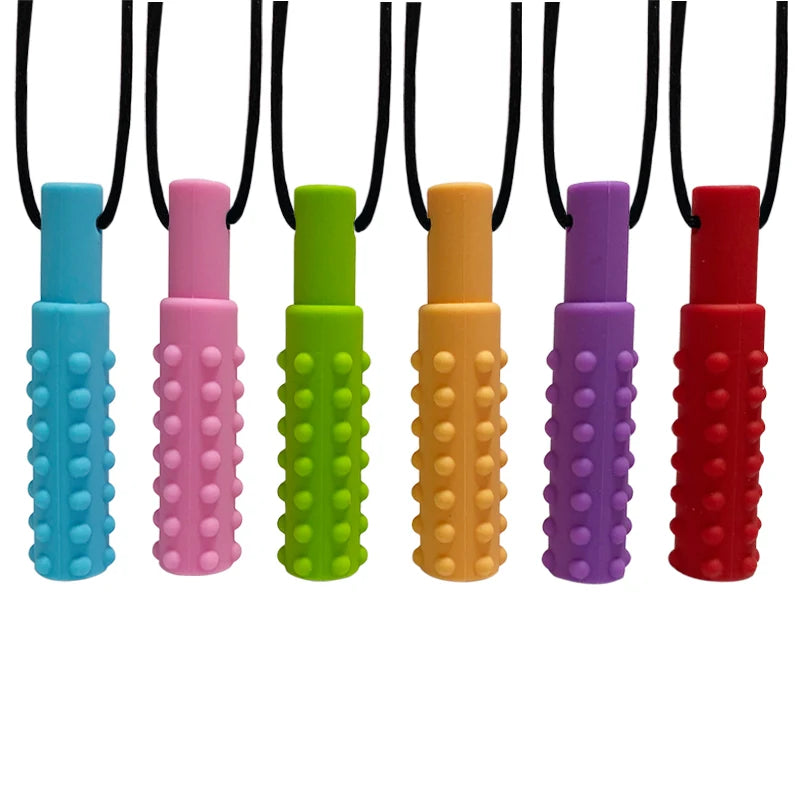 10pcs Baby Silicone Teether Kids Chew Necklace Sensory Chewy Pendant Oral Motor Toys Therapy Tools for Autism Children's Goods