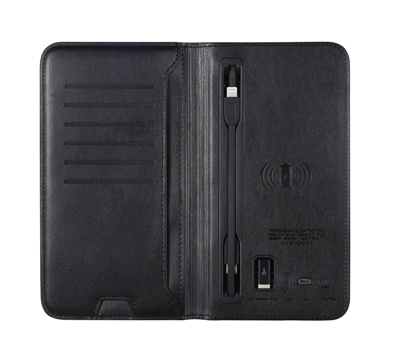 Power bank charger-Unique Ideas Christmas Promotional Gifts Portable Wireless Charging Power Bank Wallet with Card Pocket for Men and Women Tidesmit