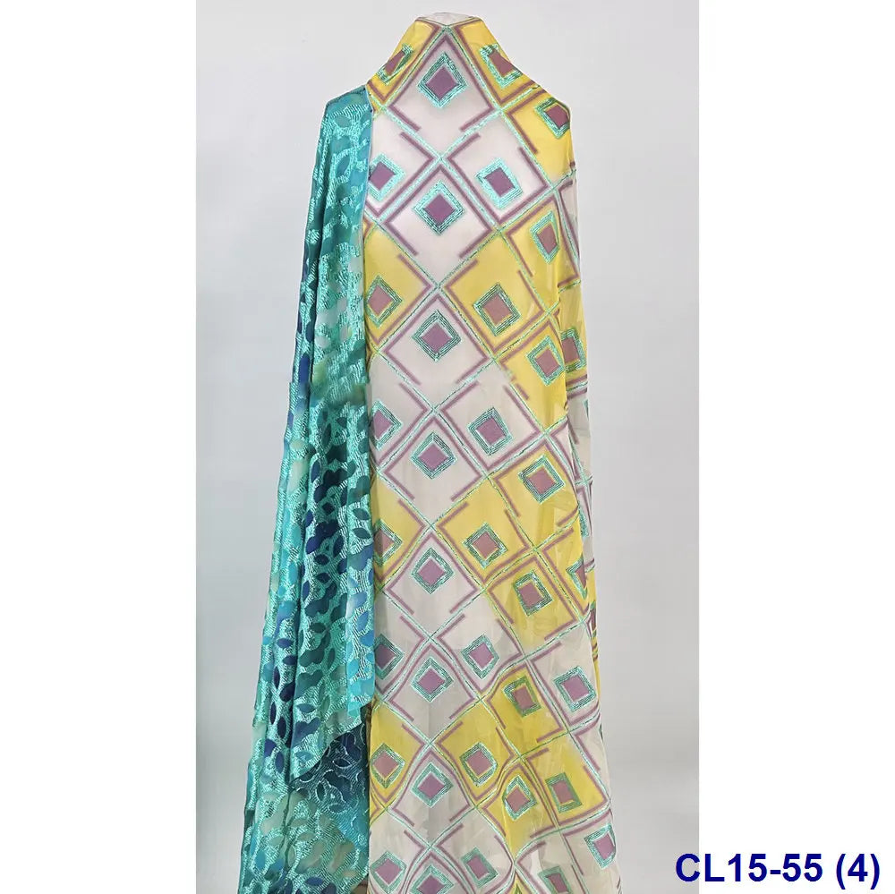 Lisami RTS Luxury Silk Fabric Elegant Multi-Color 3D Metallic Handcut for Dresses Weddings and Curtains