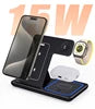 Wholesale Portable 3 in 1 Multifunction Fast Wireless Charging Stand 15w Phone 3 in 1 Foldable Wireless Charger Type C Black Tidesmit