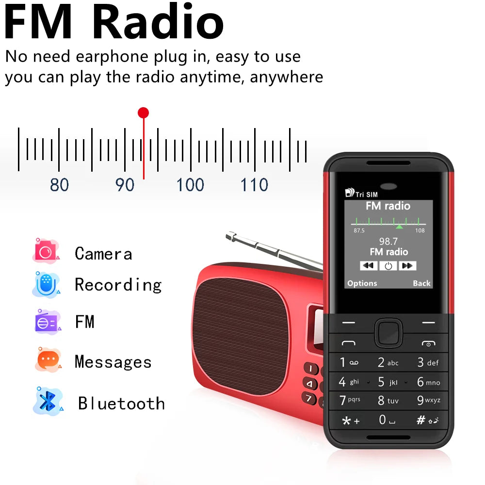 SERVO BM5310 Mini 3 SIM Standby Feature Mobile Phone Speed Dial Magic Voice Blacklist MP4 Player FM Radio Small Backup Cellphone