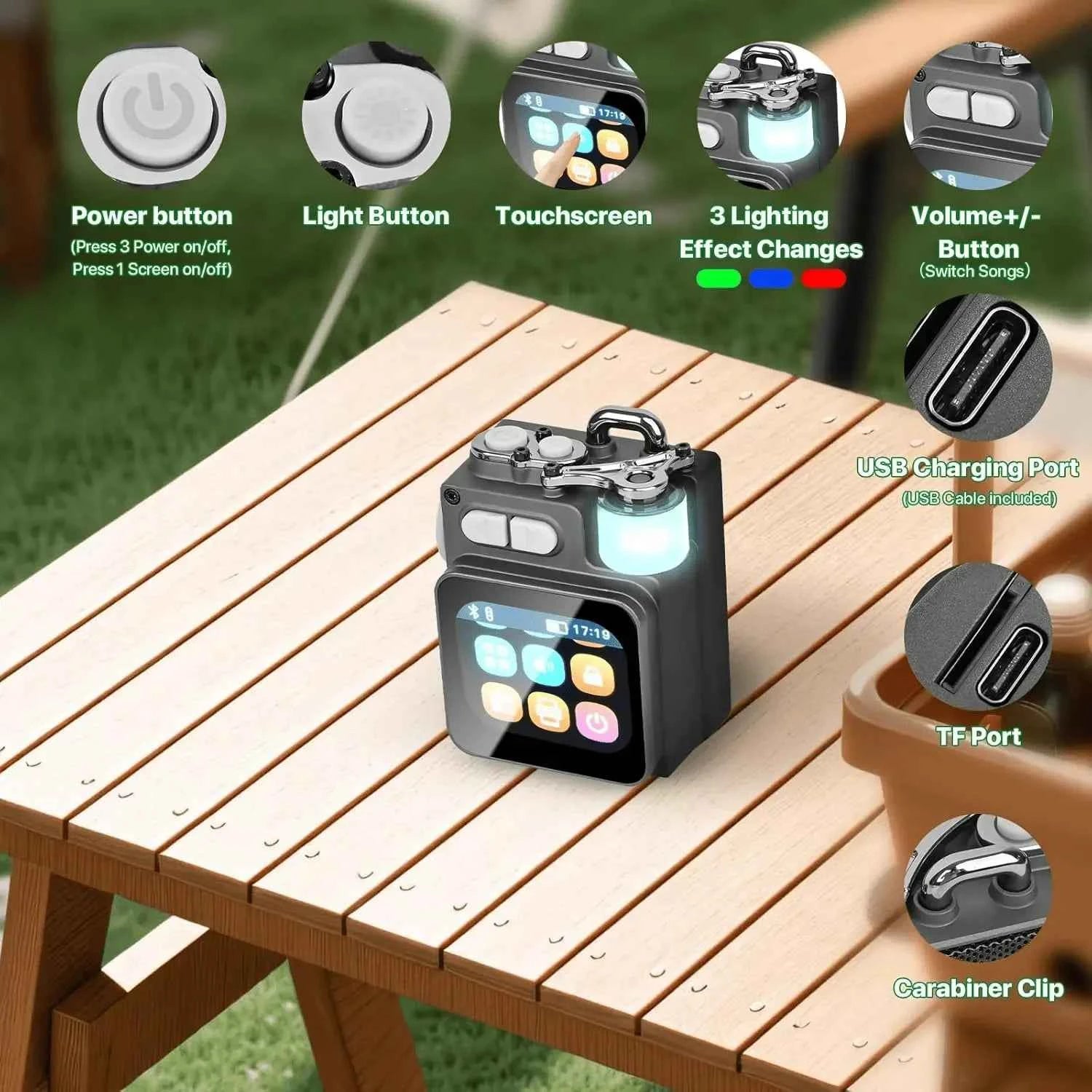 Factory New V8 Portable Mini BT Speaker LED Light Smart Touch Screen Rechargeable Battery Speaker for Outdoor Activity My Store