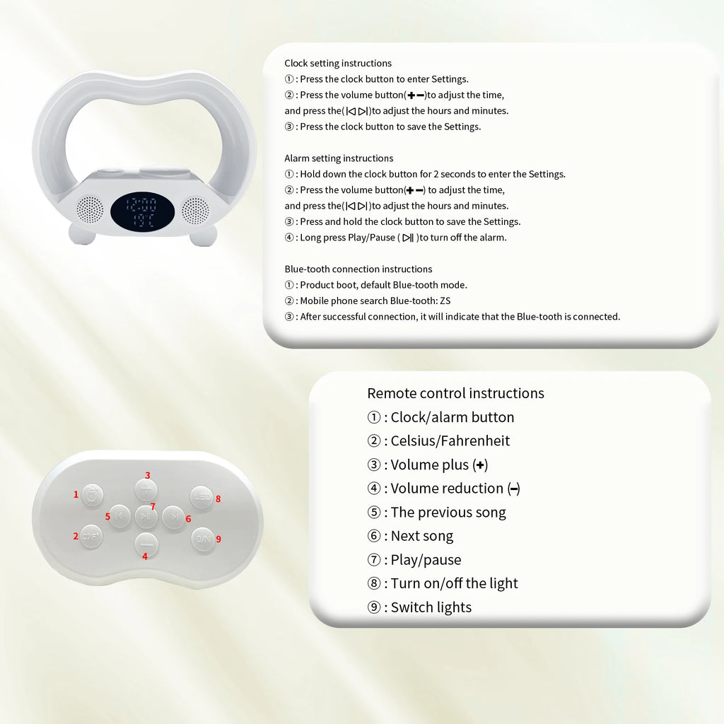 Charger Lamp G Shape Sound Ambient Smart Wireless Charging Night Light g Clock and Charger Tidesmit