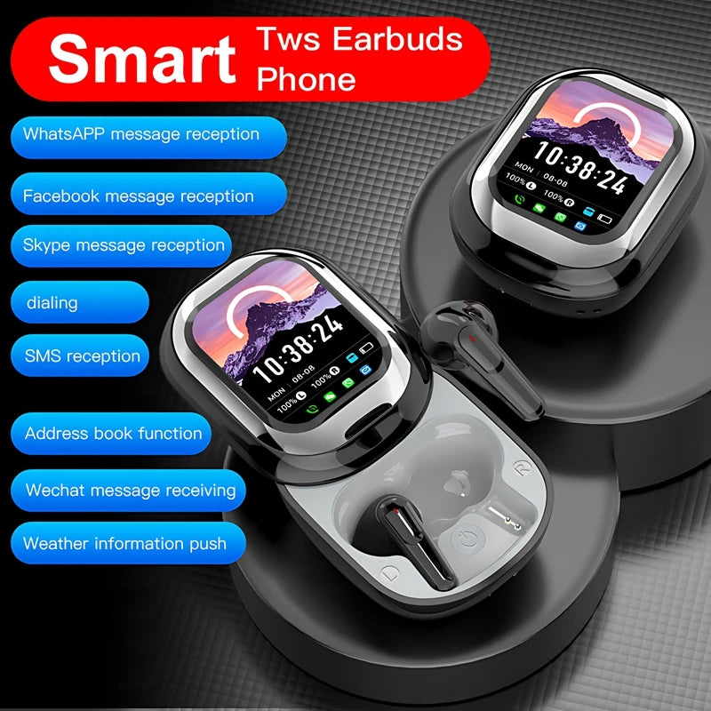 New SE-ONE ENC Tws Earbuds HD LCD Touch Screen True Wireless Sports Earphones & Headphones with Message Receiving and Dial Tidesmit