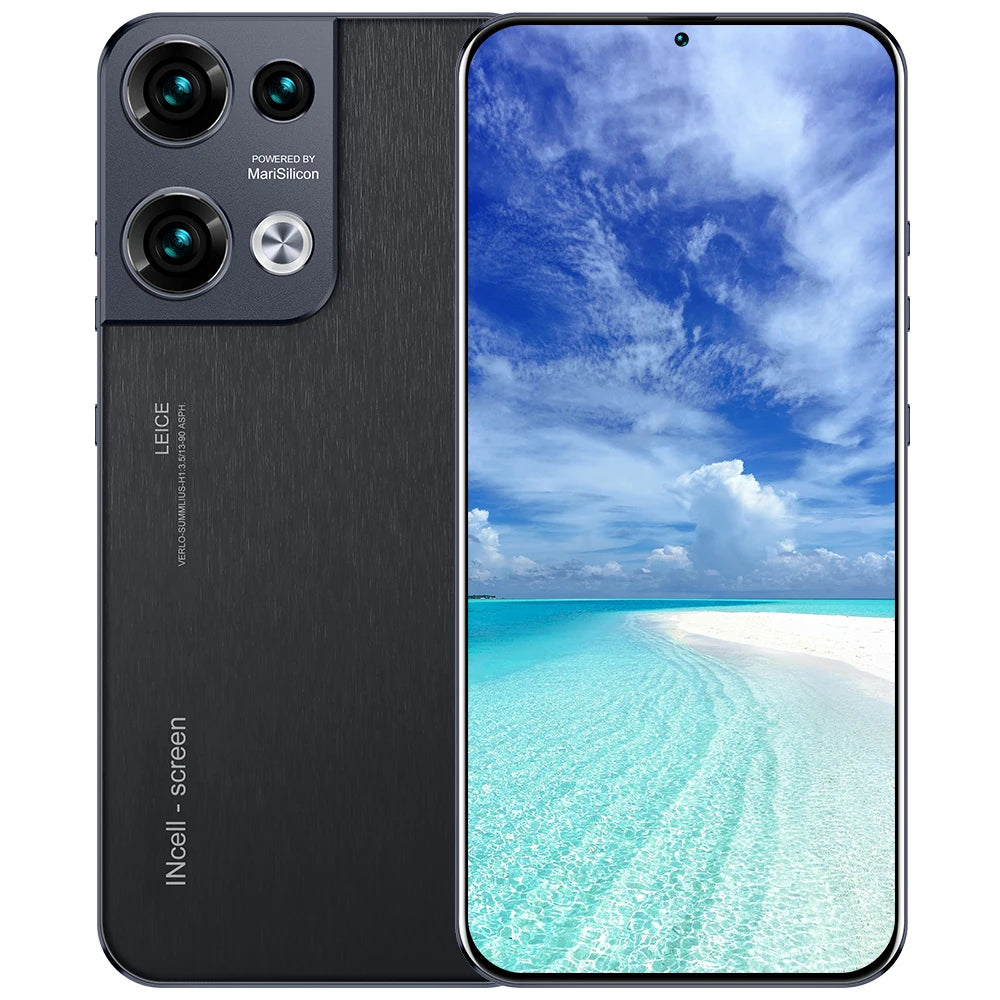 Tidesmit Reno10 Pro+ 7.3 inch smartphone with 16GB RAM 1TB storage 6800mAh battery and 108MP camera in sleek finish