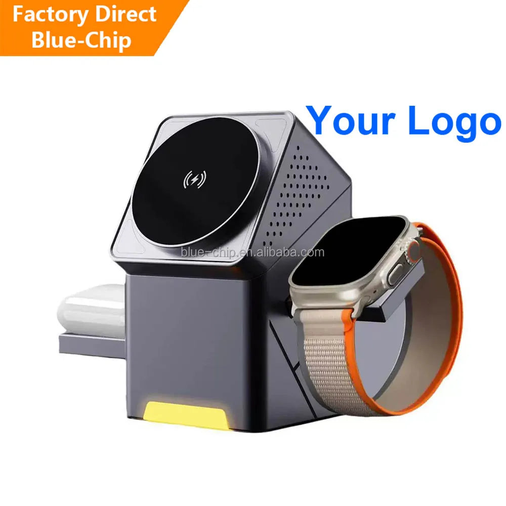 Yanchentian Universal Premium Quality Fast Charge Smartphone Multifunction Holder Cube Magnet Foldable 3 in 1 Wireless Charger Tidesmit